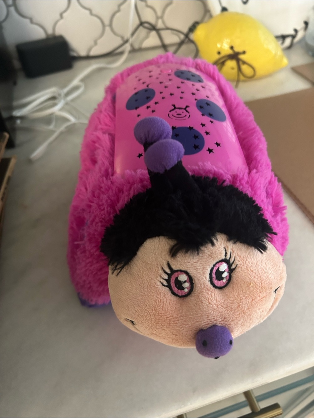 Rare Pillow Pets Dream Lights Ladybug Projection Night Light Plush Stuffed Toy